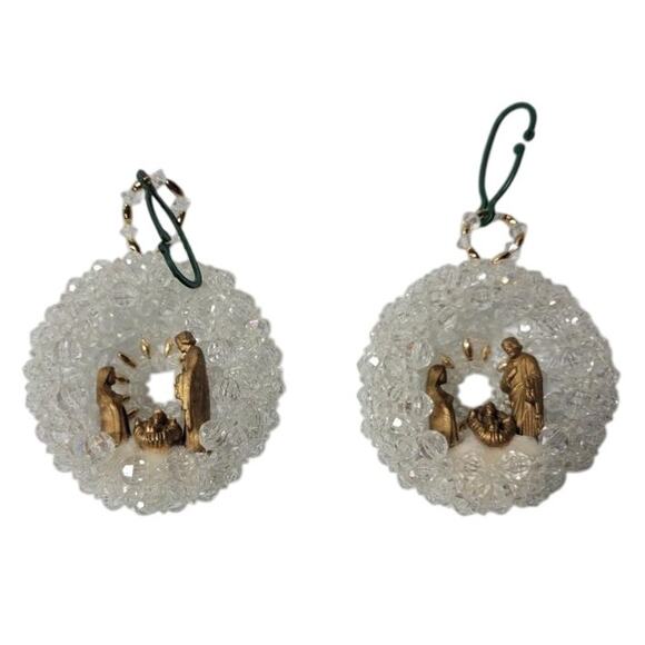 Unbranded Other - Set of 2 Acrylic beaded nativity scene baby Jesus Christmas Holiday ornament
